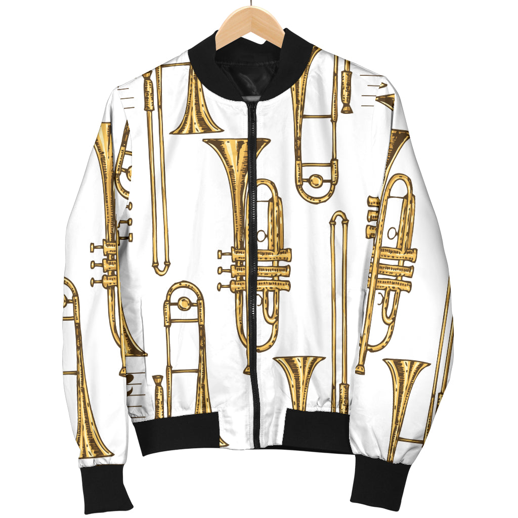 Trombone Pattern Print Design 04 Women's Bomber Jacket