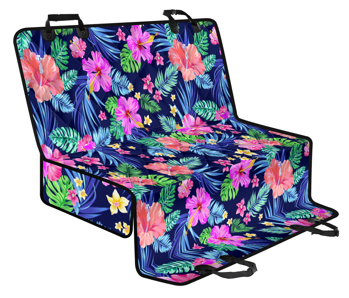 Neon Hibiscus Pattern Print Design HB016 Rear Dog Seat Cover