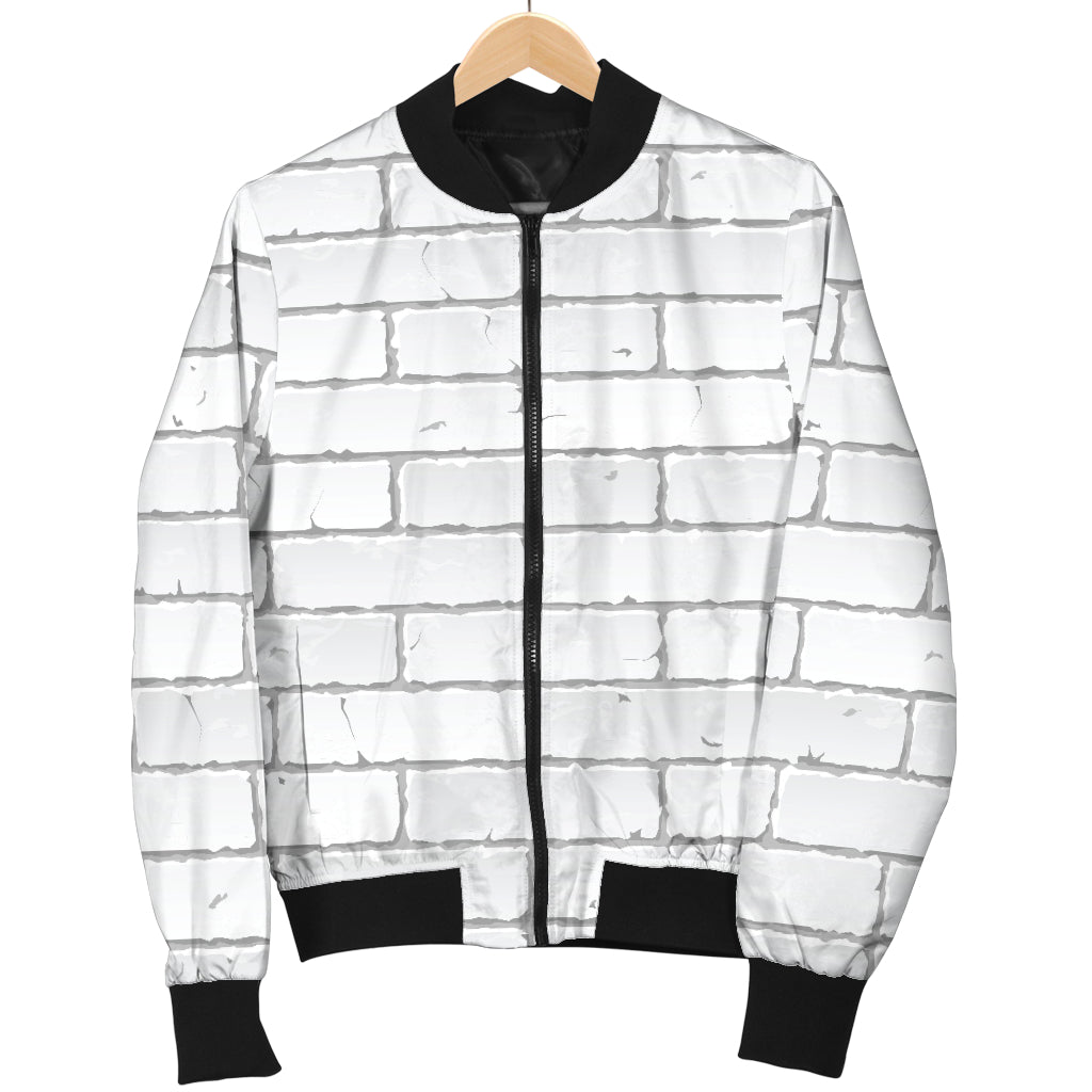 Brick White Pattern Print Design 03 Women's Bomber Jacket