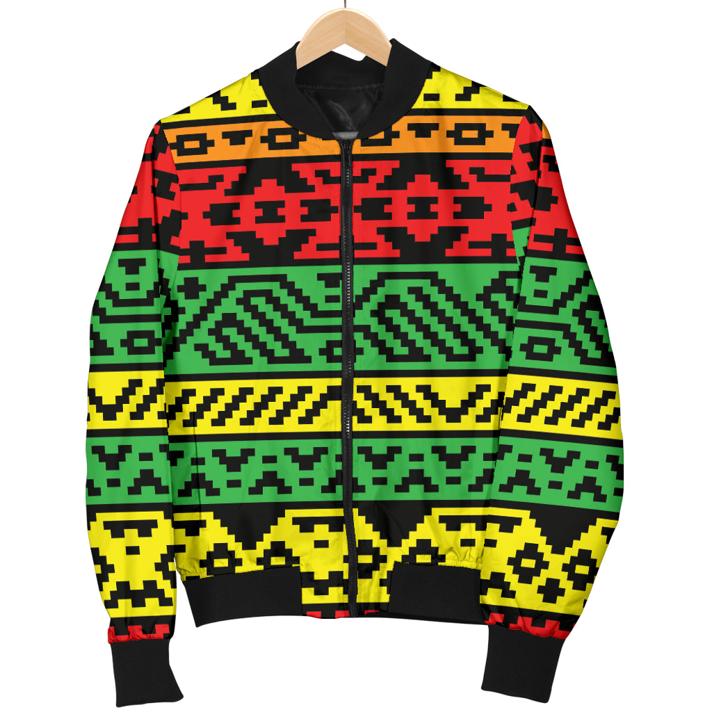Rastafarian Pattern Print Design A02 Women's Bomber Jacket