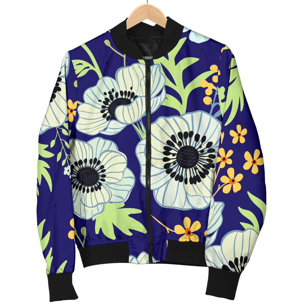 Anemone Pattern Print Design AM06 Women Bomber Jacket