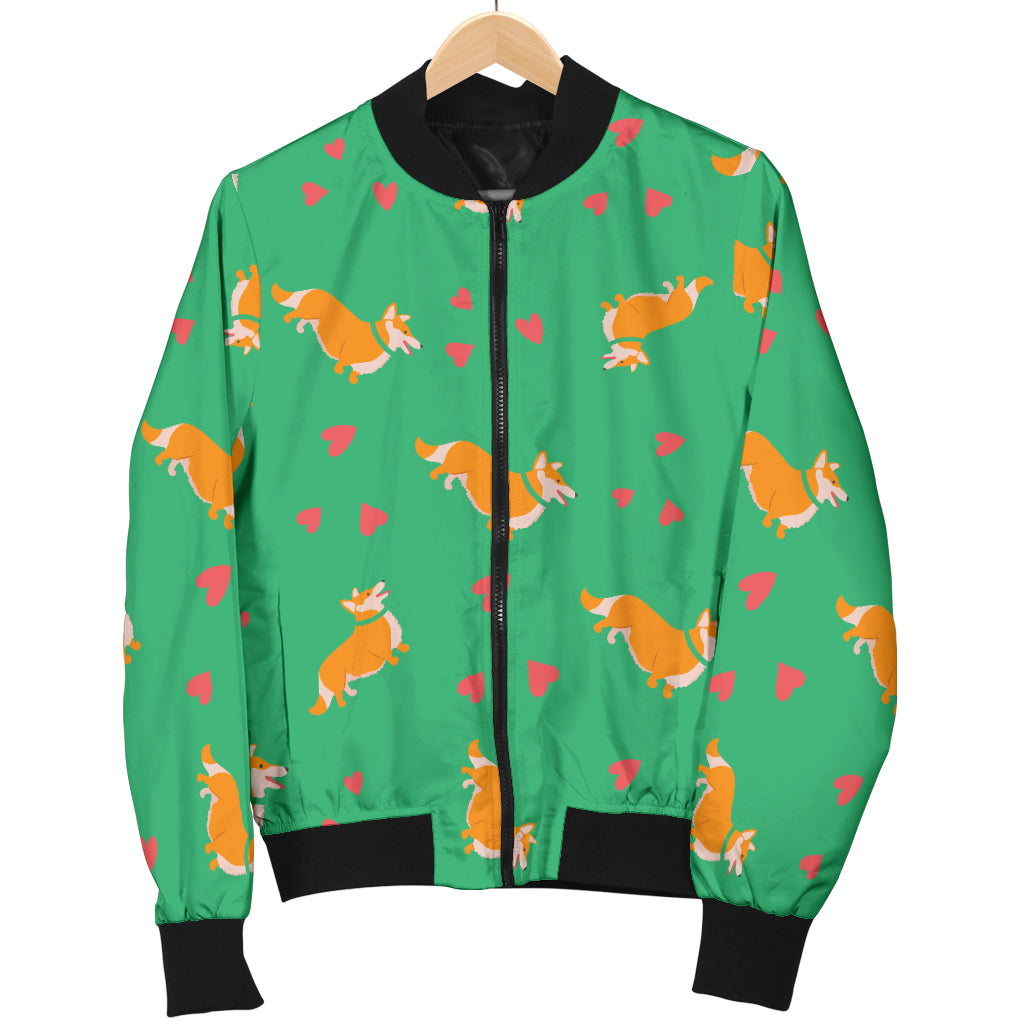 Cardigan Welsh Corgis Pattern Print Design 03 Women's Bomber Jacket