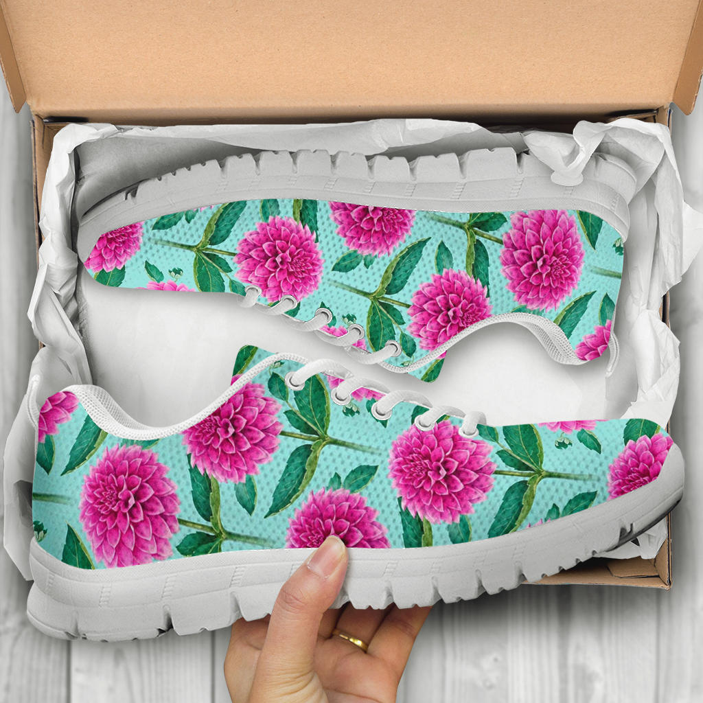 Dahlia Pattern Print Design DH08 Sneakers White Bottom Shoes