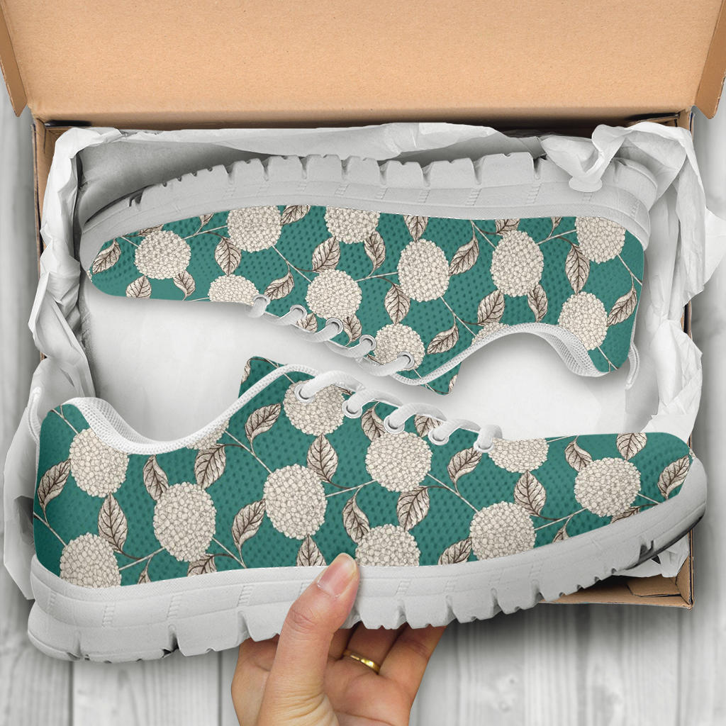 Hydrangea Pattern Print Design HD03 Sneakers White Bottom Shoes