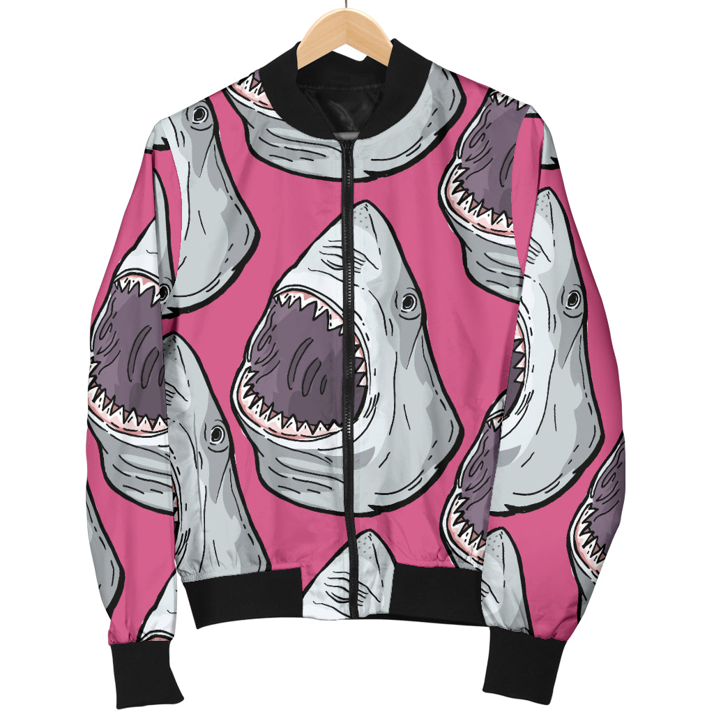 Great White Shark Pattern Print Design 01 Women's Bomber Jacket