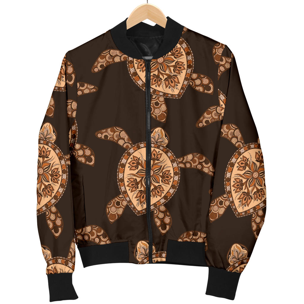 Tribal Sea Turtle Pattern Print Design T09 Women Bomber Jacket