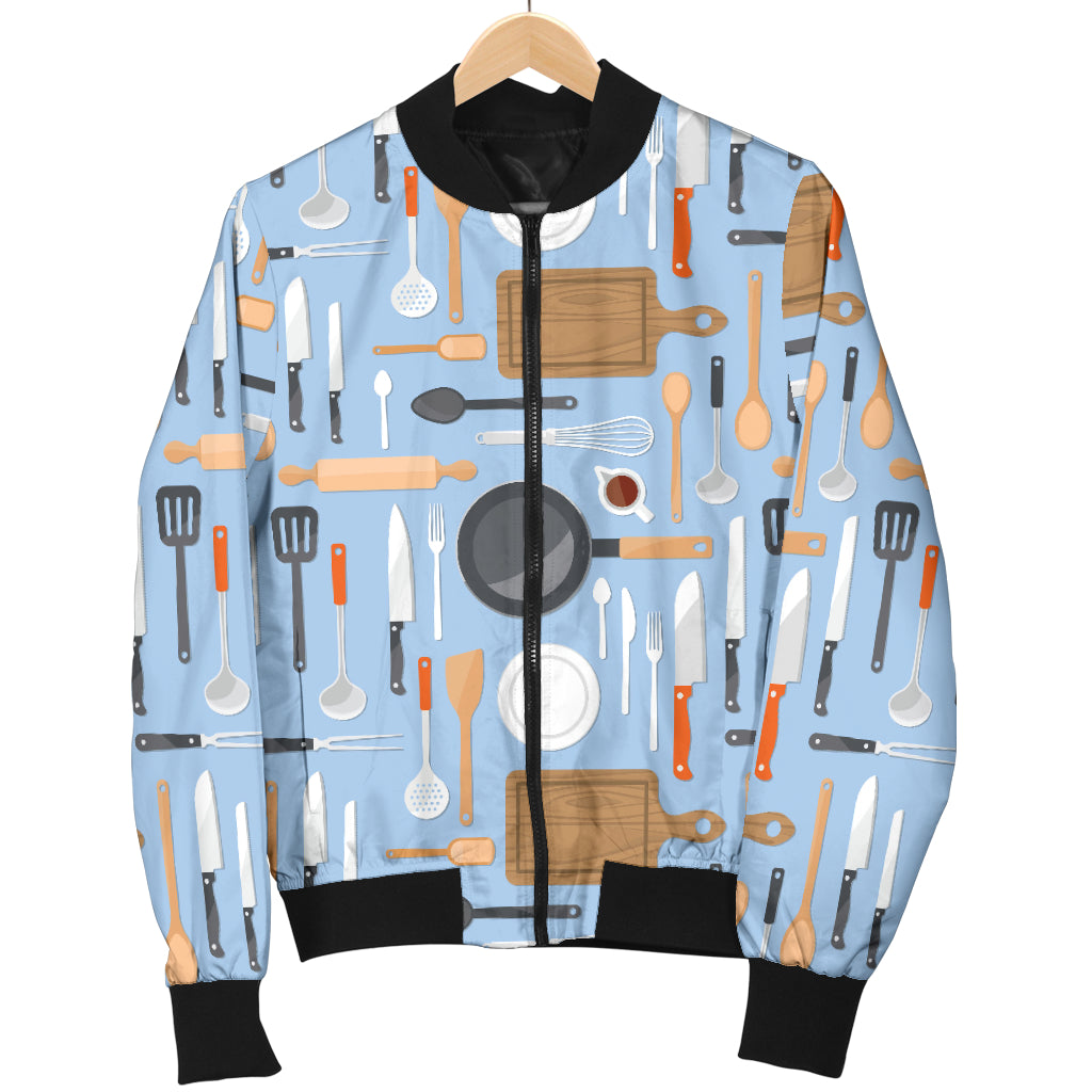 Cooking Kitchen Tools Pattern Print Design 02 Women's Bomber Jacket