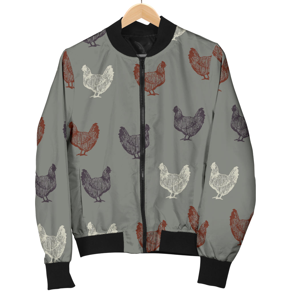 Chicken Pattern Print Design 01 Women's Bomber Jacket