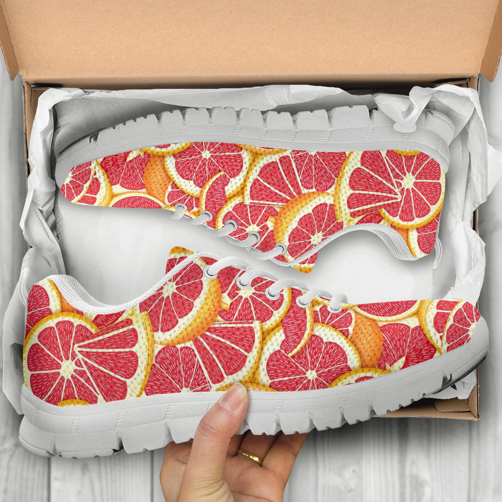 Grapefruit Pattern Print Design GF02 Sneakers White Bottom Shoes
