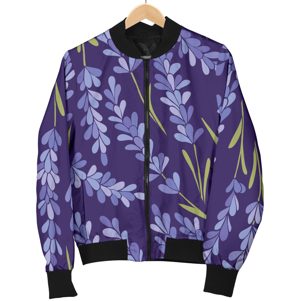 Lavender Pattern Print Design 03 Women's Bomber Jacket