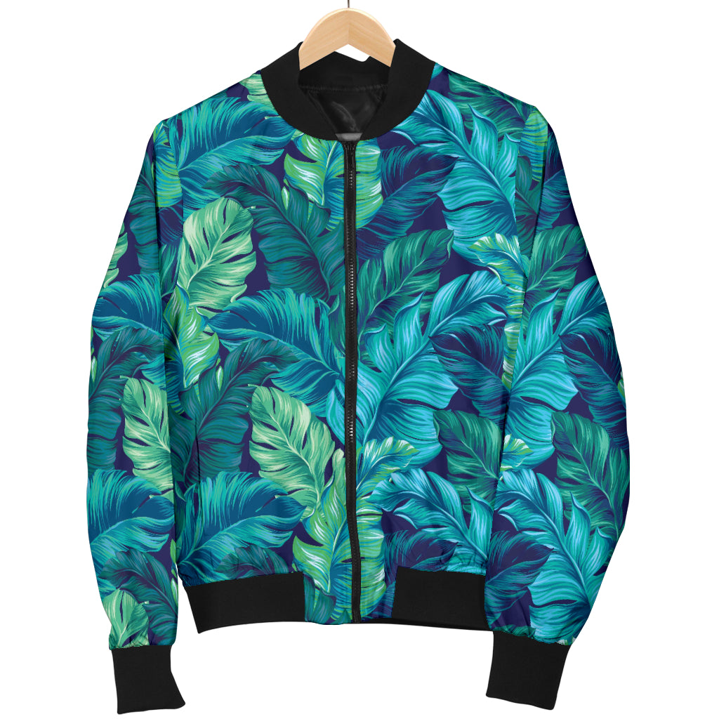 Banana Leaf Pattern Print Design 06 Women's Bomber Jacket