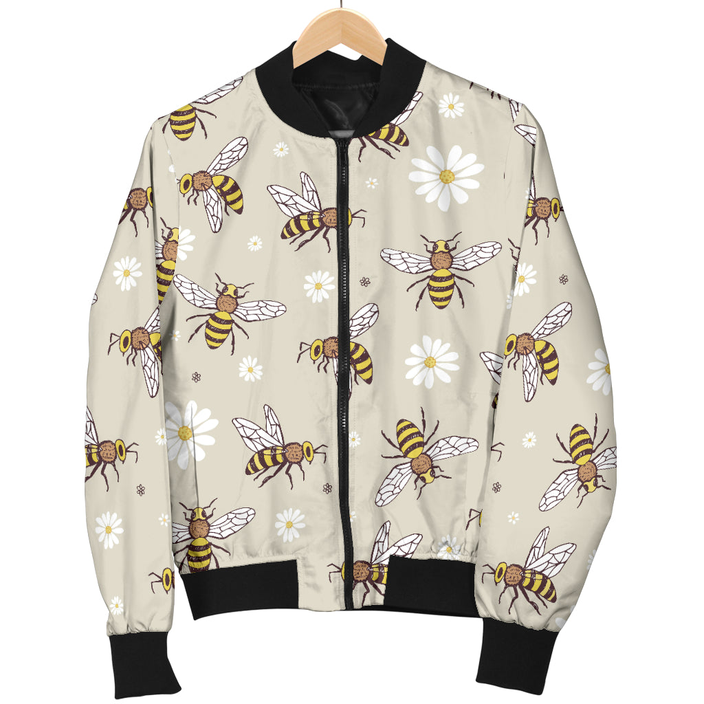 Bee Pattern Print Design 03 Women's Bomber Jacket