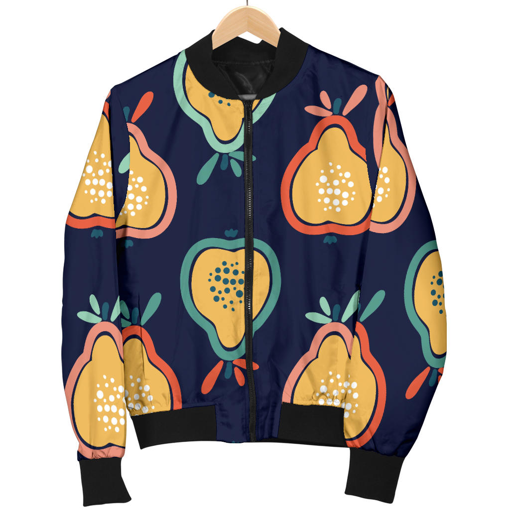 Pear Pattern Print Design PE03 Women Bomber Jacket