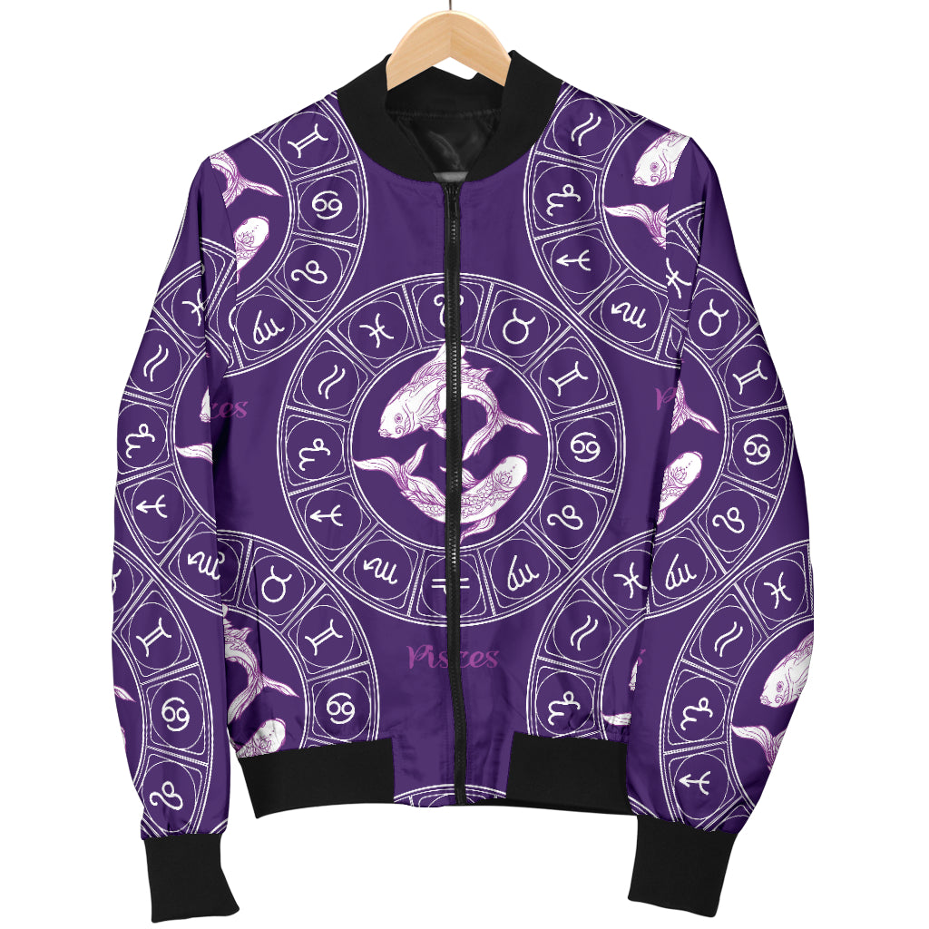 Pisces Pattern Print Design A02 Women's Bomber Jacket