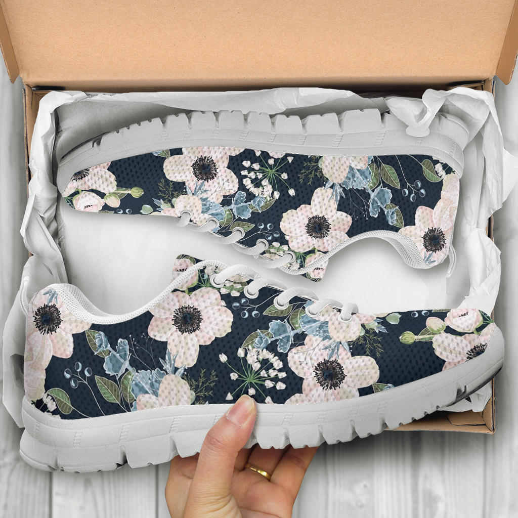 Anemone Pattern Print Design AM02 Sneakers White Bottom Shoes