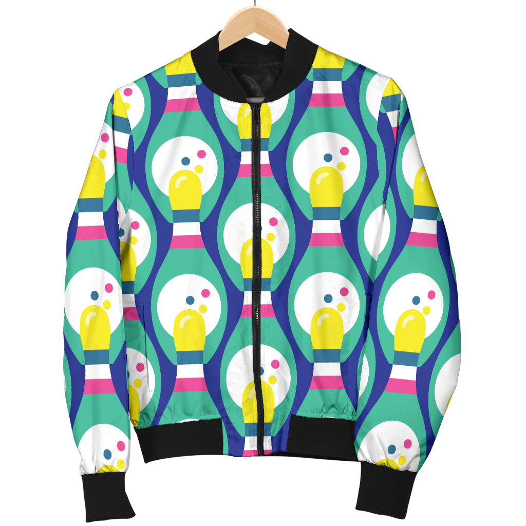 Bowling Pattern Print Design 04 Women's Bomber Jacket