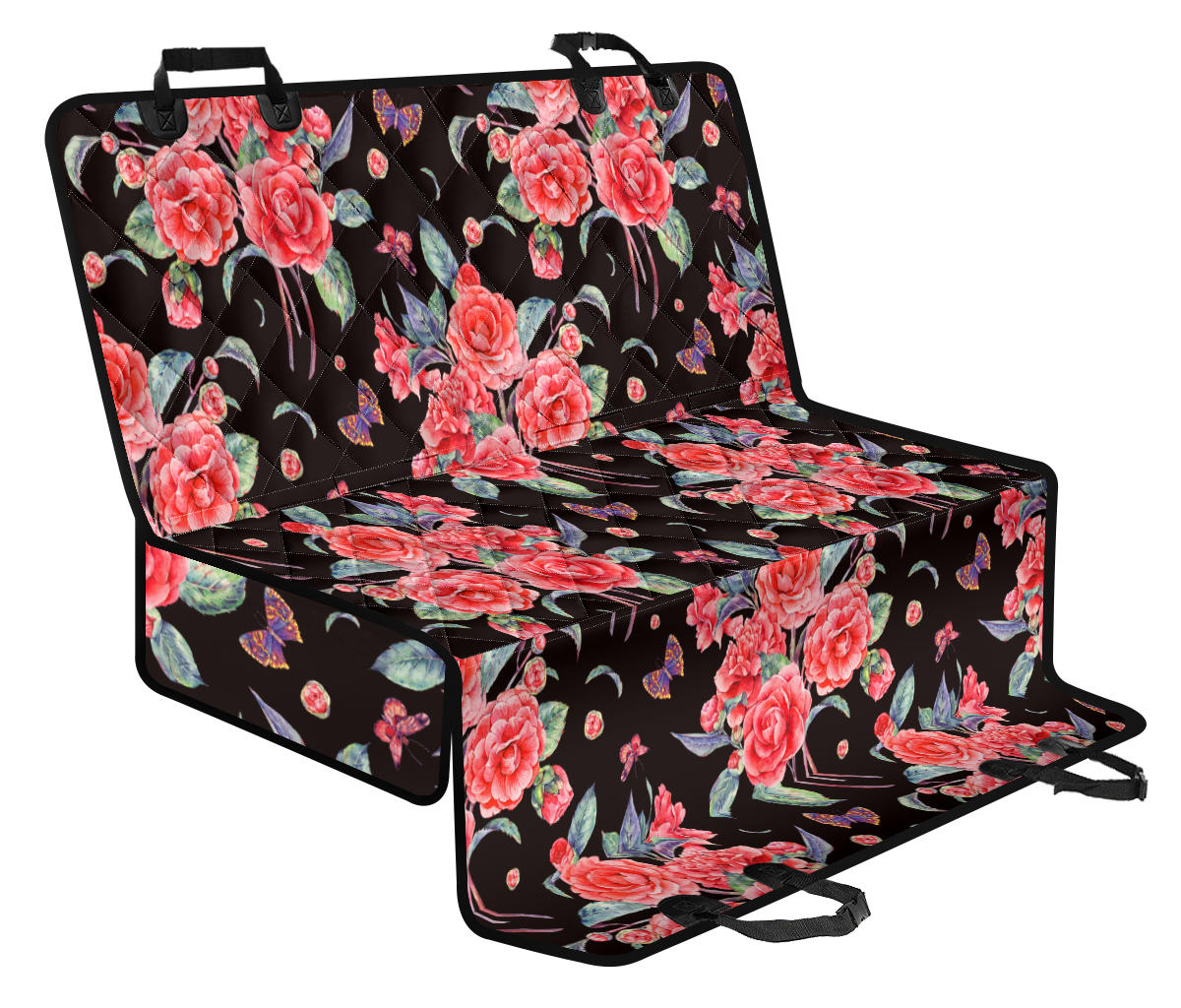 Camellia Pattern Print Design CM03 Rear Dog Seat Cover
