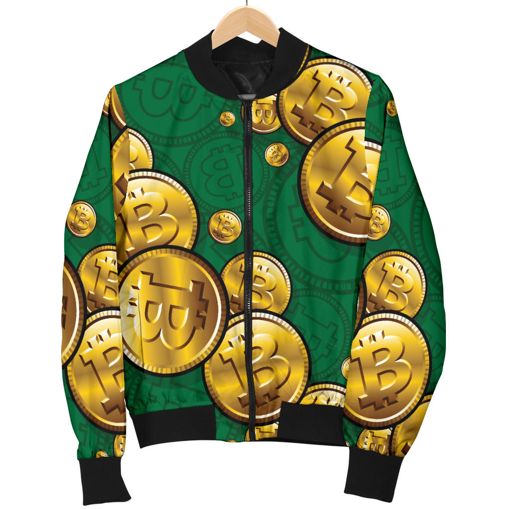 Bitcoin Pattern Print Design DO02 Women Bomber Jacket