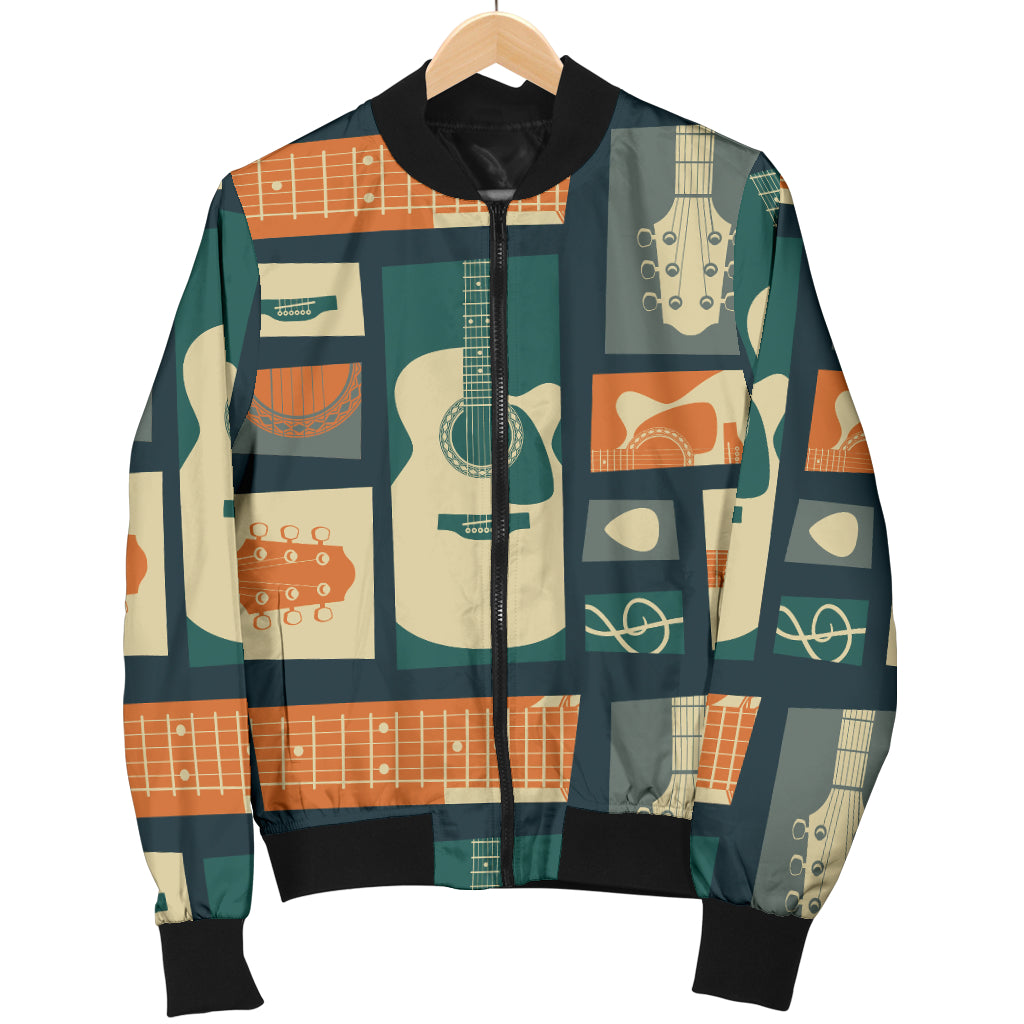 Acoustic Guitar Pattern Print Design 02 Women's Bomber Jacket