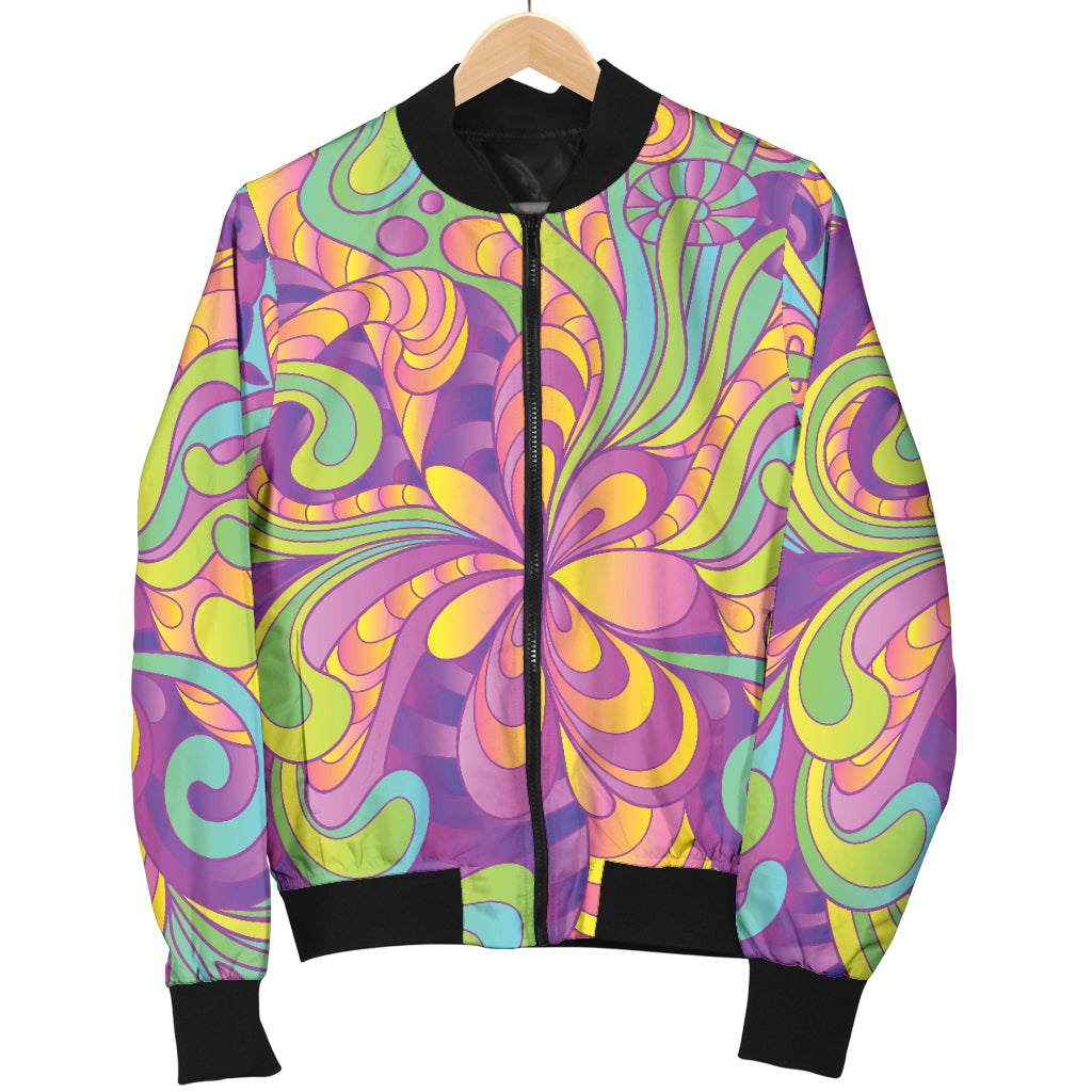 Psychedelic Mushroom Pattern Print Design A05 Women's Bomber Jacket