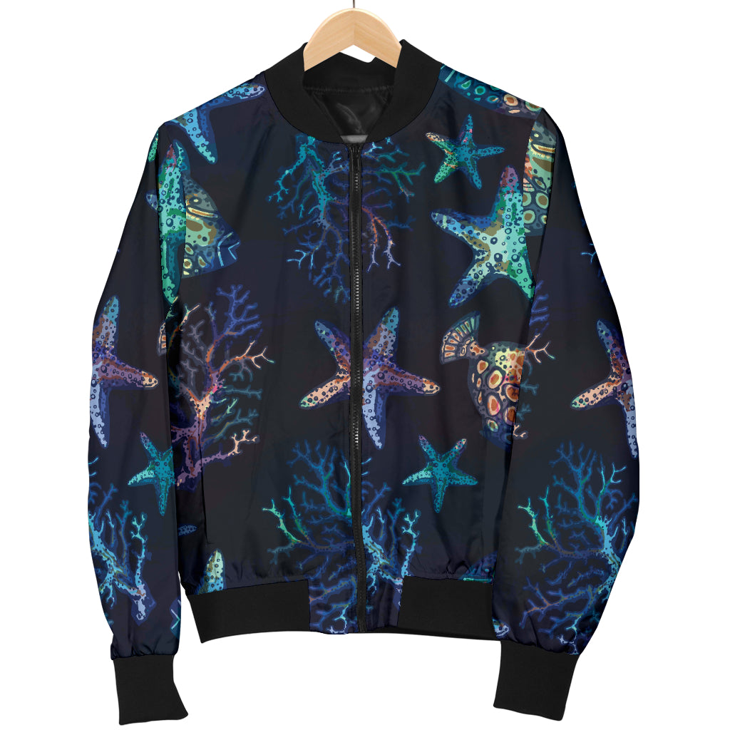 Starfish Pattern Print Design 01 Women's Bomber Jacket