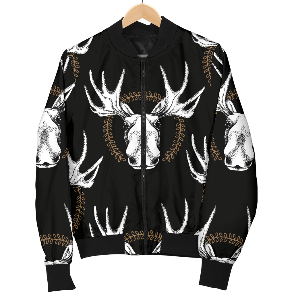Moose Pattern Print Design 02 Women's Bomber Jacket