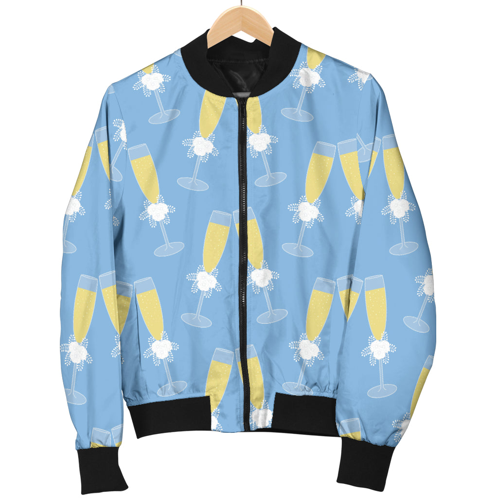 Champagne Pattern Print Design 06 Women's Bomber Jacket