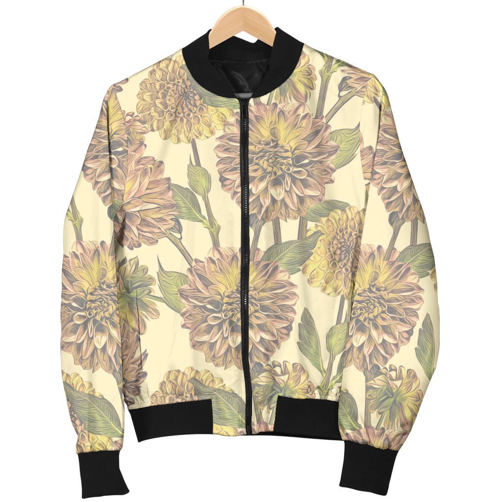 Dahlia Pattern Print Design DH09 Women Bomber Jacket