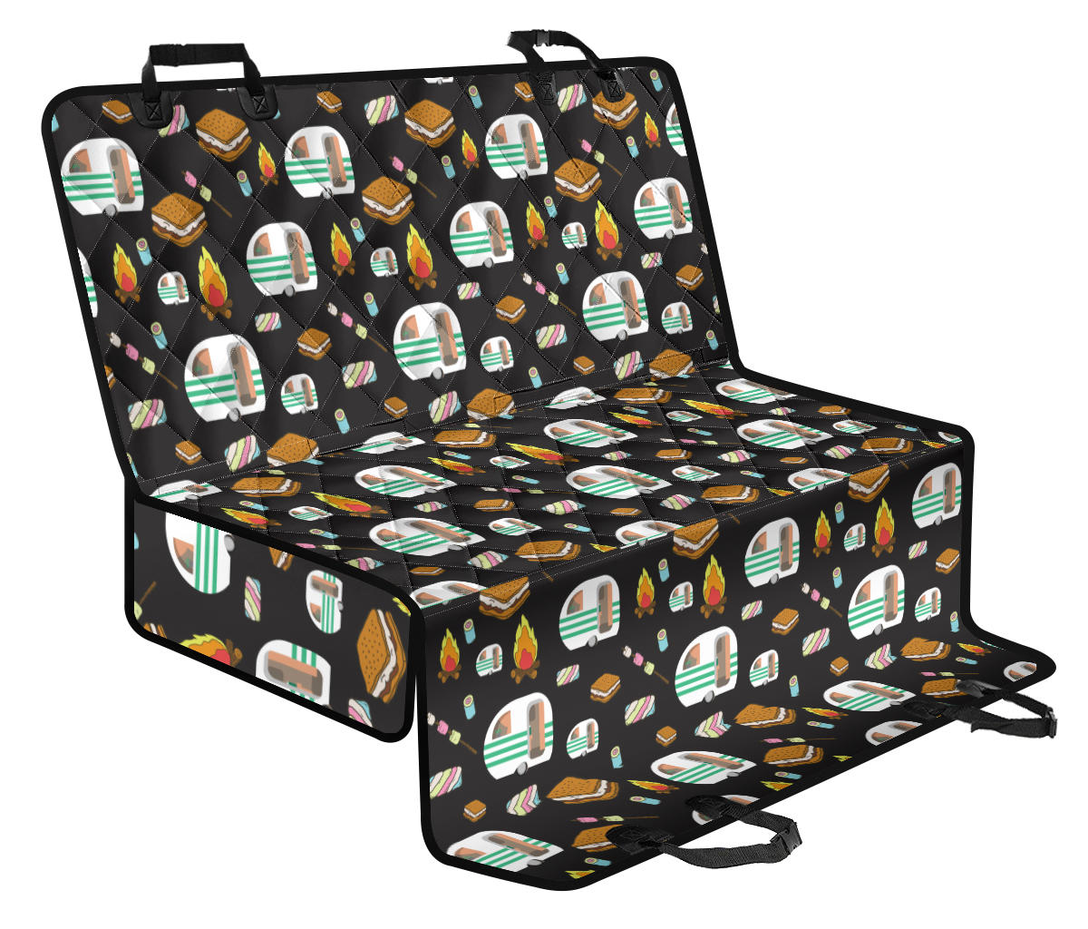 Camper marshmallow Camping Design Print Rear Dog Seat Cover