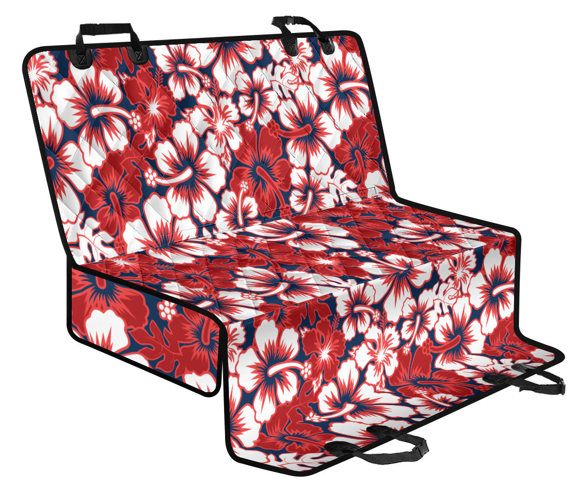Red Hibiscus Pattern Print Design HB01 Rear Dog Seat Cover