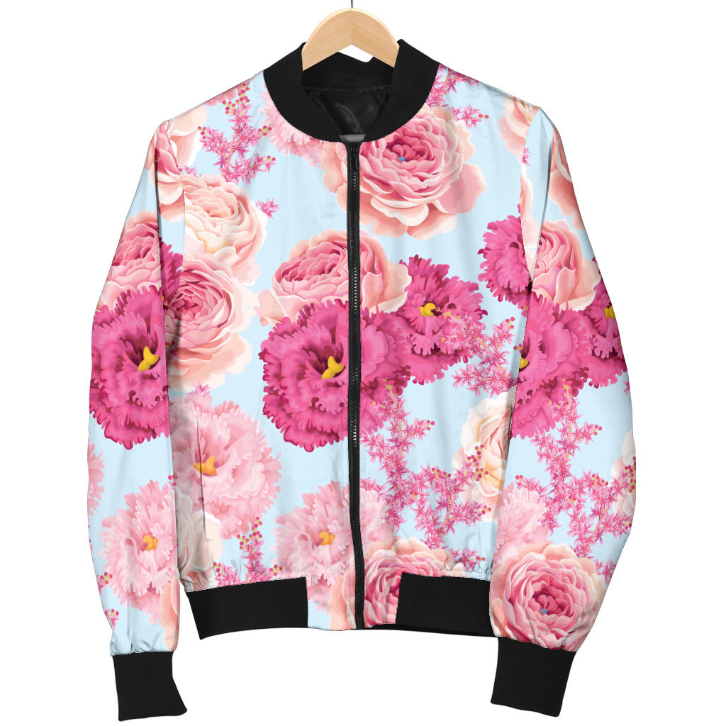 Lisianthus Pattern Print Design LT05 Women Bomber Jacket