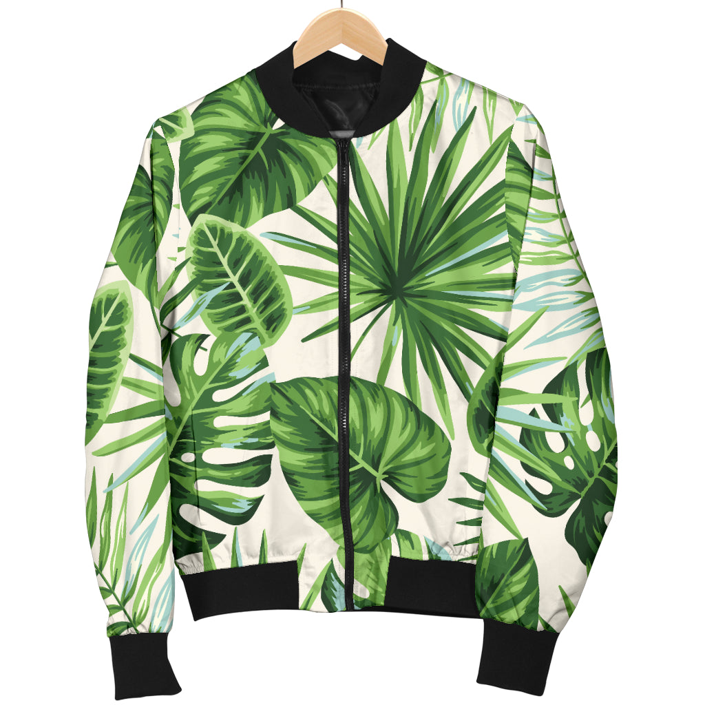 Palm Leaf Pattern Print Design A01 Women's Bomber Jacket