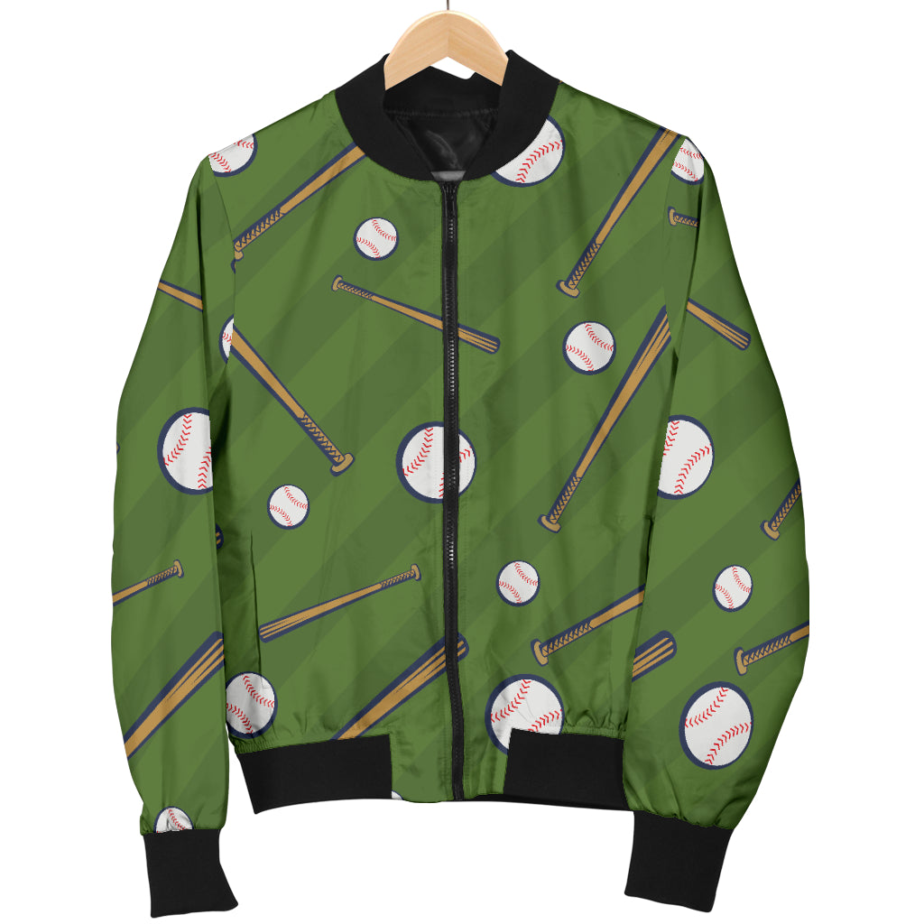 Baseball Pattern Print Design 02 Women's Bomber Jacket