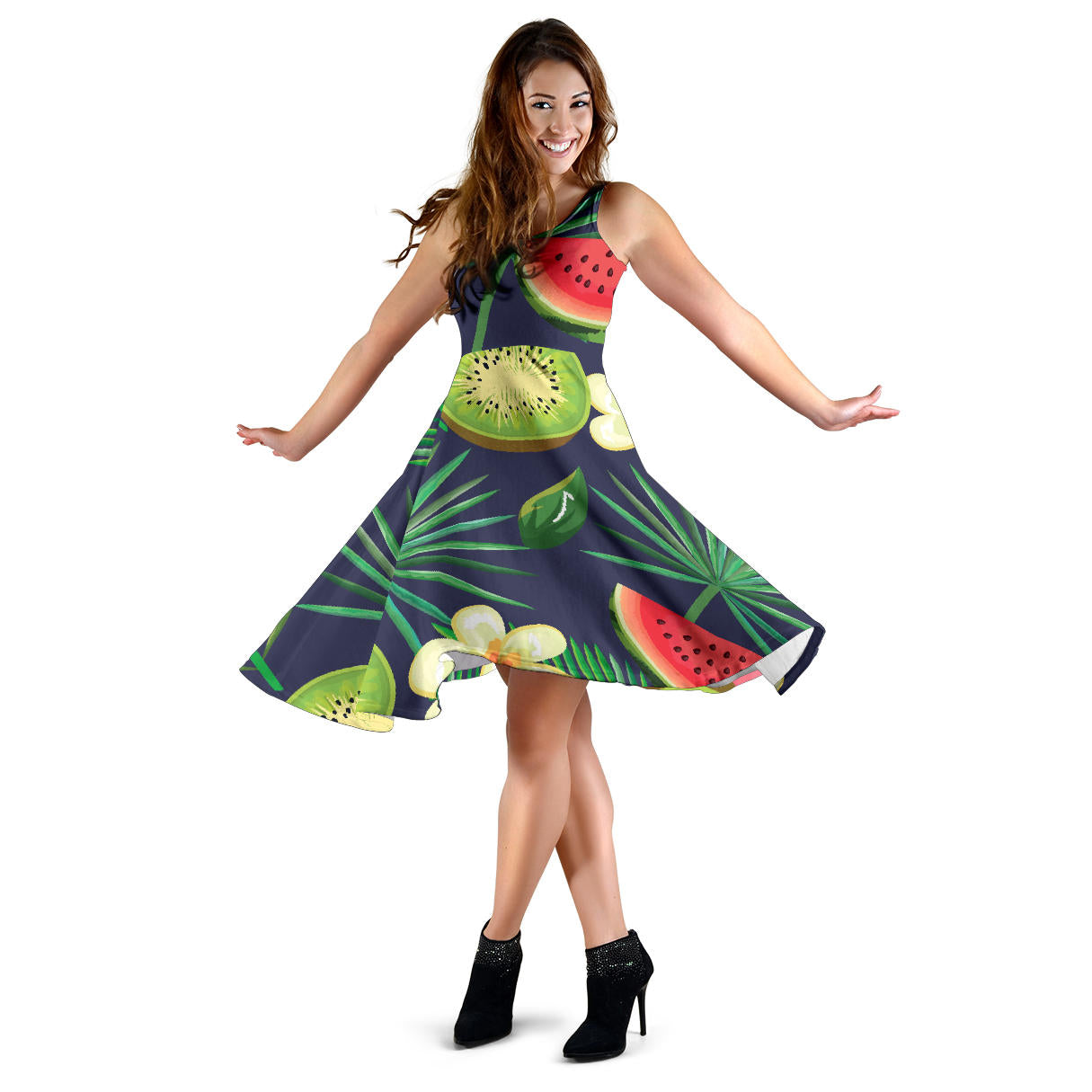 Tropical Fruits Pattern Print Design TF05 Midi Dress