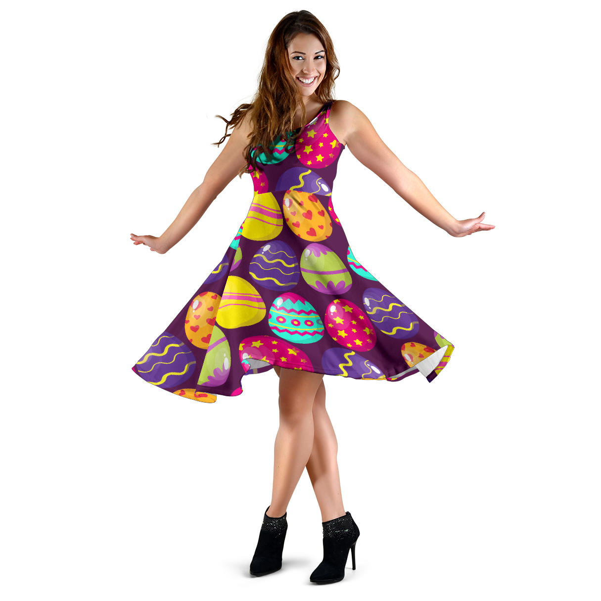 Easter Eggs Pattern Print Design RB04 Midi Dress