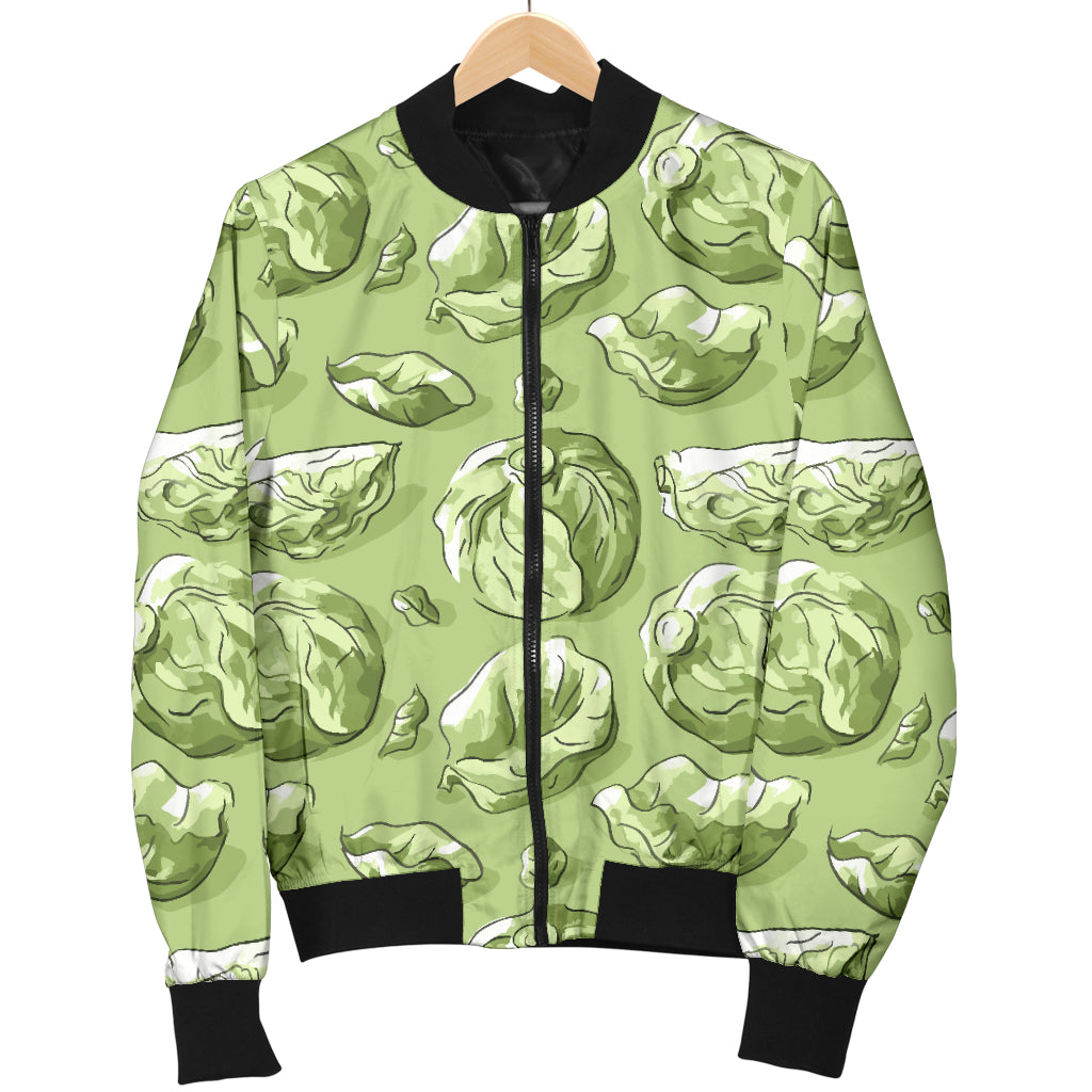 Brussels Sprouts Pattern Print Design 01 Women's Bomber Jacket