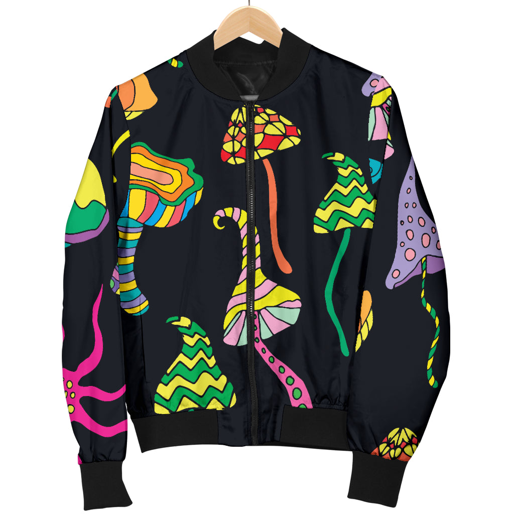 Psychedelic Mushroom Pattern Print Design A02 Women's Bomber Jacket