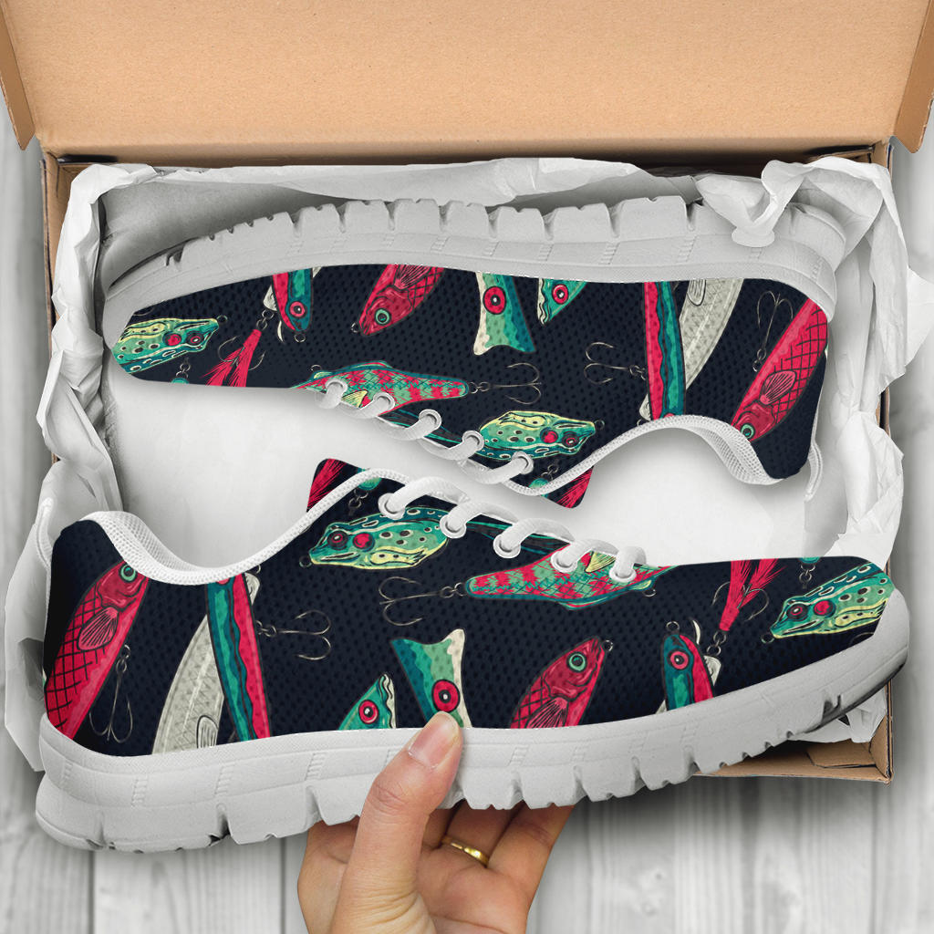 Fishing Bait Pattern Sneakers White Bottom Shoes