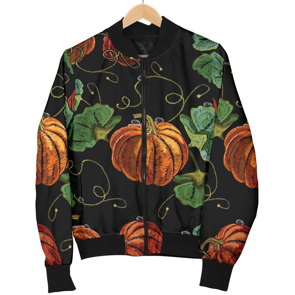 Pumpkin Pattern Print Design A02 Women's Bomber Jacket