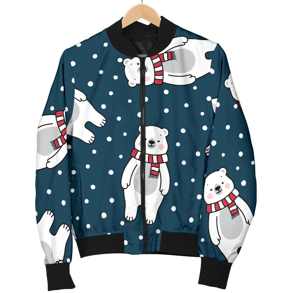 Polar Bear Pattern Print Design PB05 Women Bomber Jacket