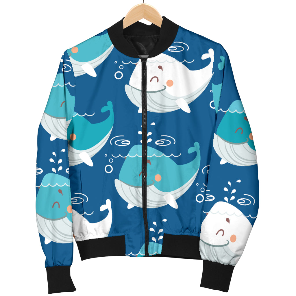 Blue Whale Pattern Print Design 01 Women's Bomber Jacket