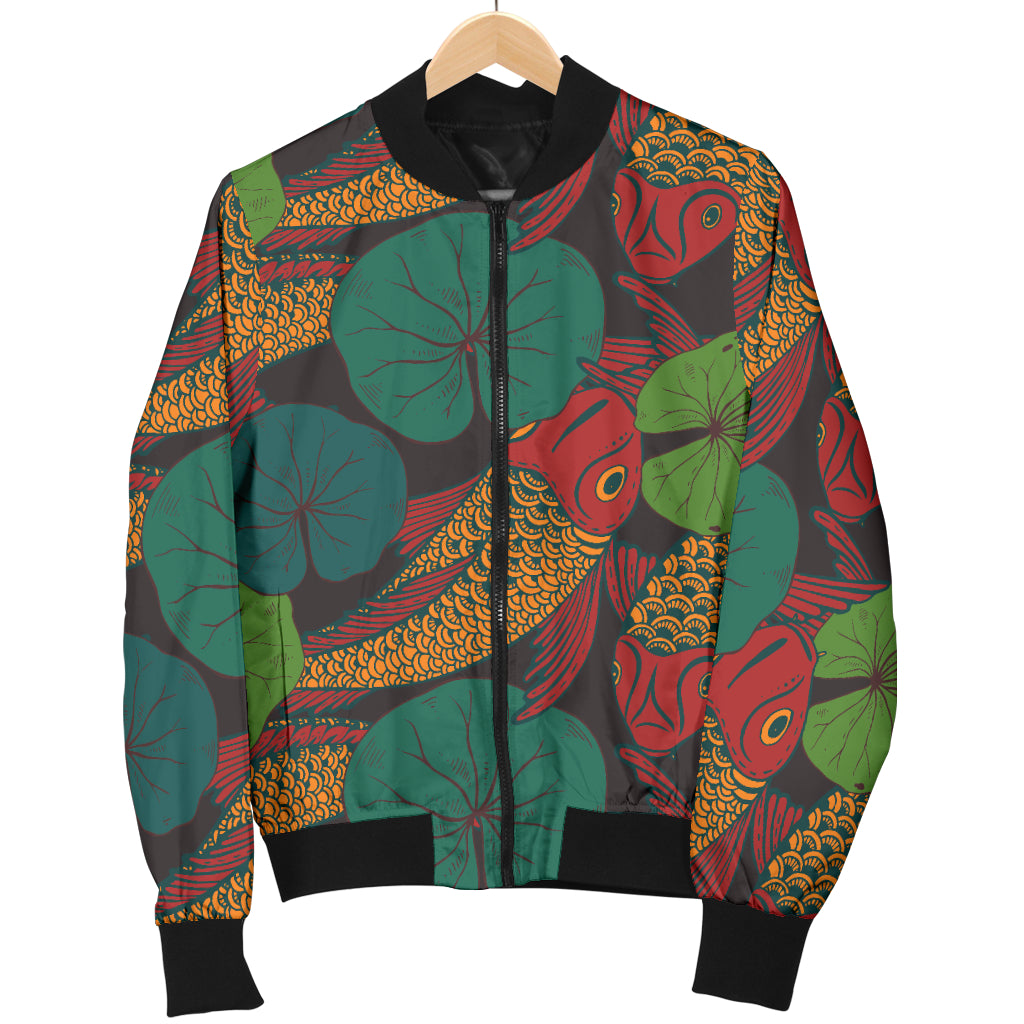 KOI Fish Pattern Print Design 01 Women's Bomber Jacket