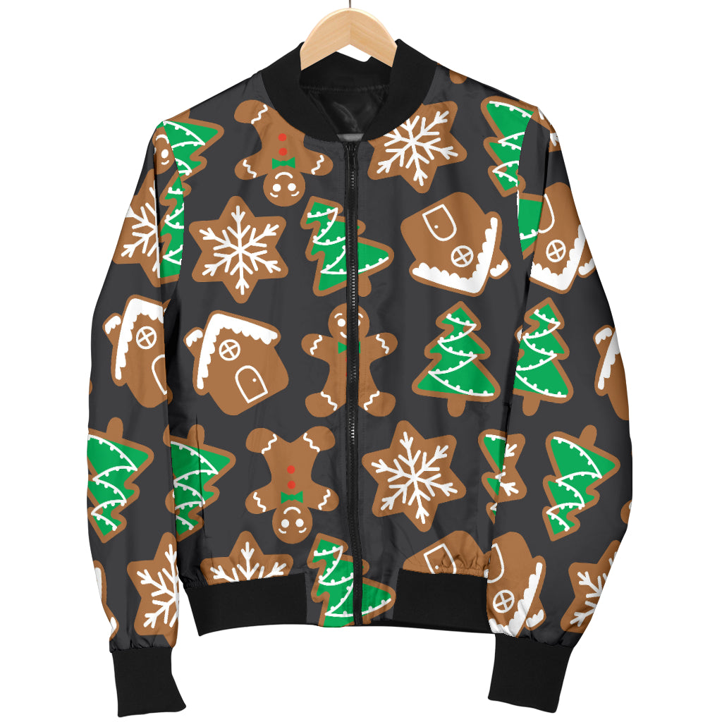 Gingerbread Pattern Print Design 02 Women's Bomber Jacket