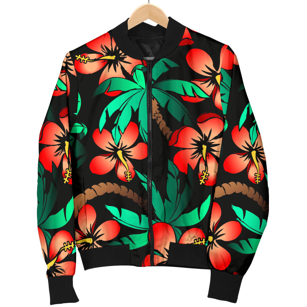 Hawaiian Themed Pattern Print Design H022 Women Bomber Jacket