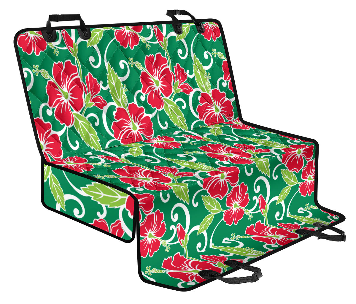 Red Hibiscus Pattern Print Design HB019 Rear Dog Seat Cover