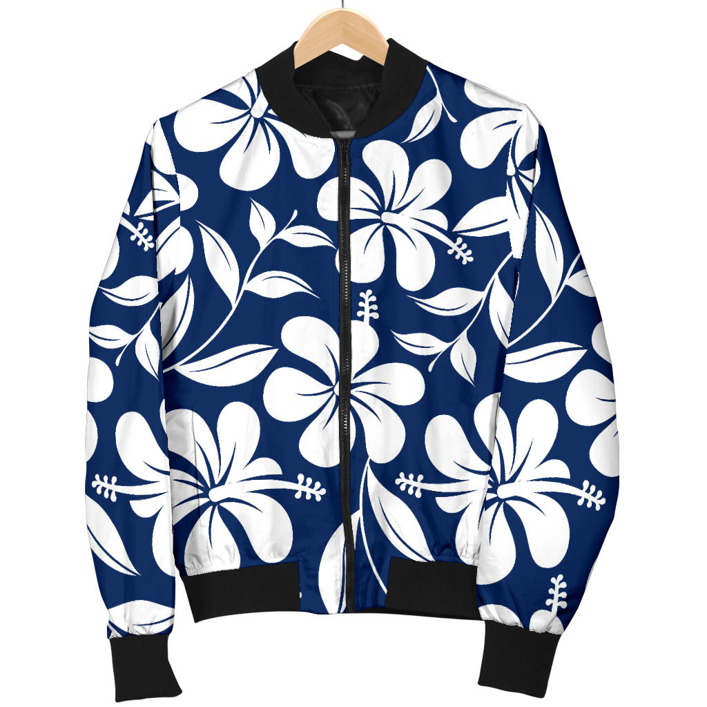 Hibiscus Pattern Print Design HB031 Women Bomber Jacket