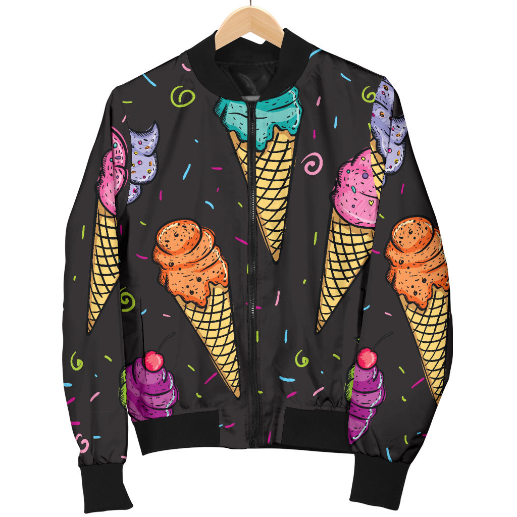 Ice Cream Pattern Print Design IC06 Women Bomber Jacket