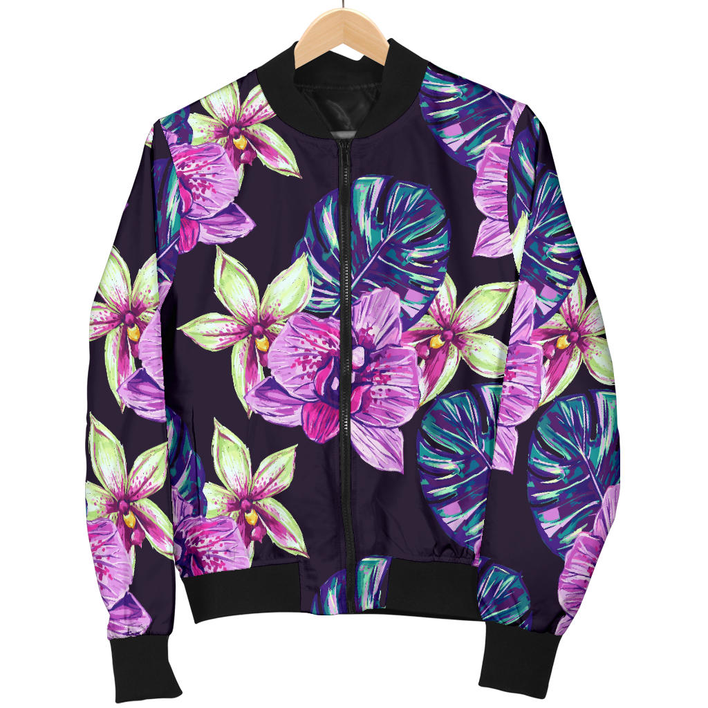 Orchid Pattern Print Design OR010 Men Bomber Jacket