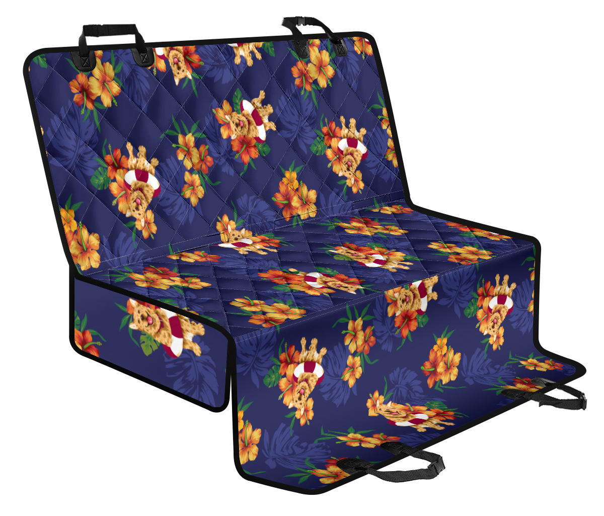 Hawaiian Themed Pattern Print Design H02 Rear Dog Seat Cover