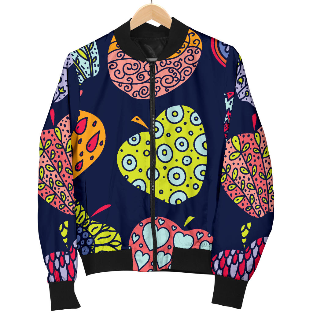 Apple Pattern Print Design AP05 Women Bomber Jacket
